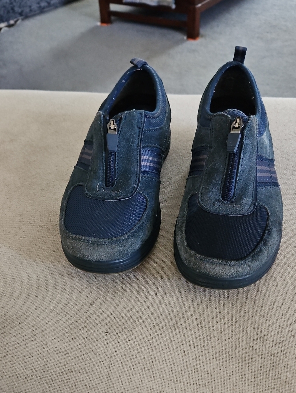 Navy Slip-On Zipper Sneakers